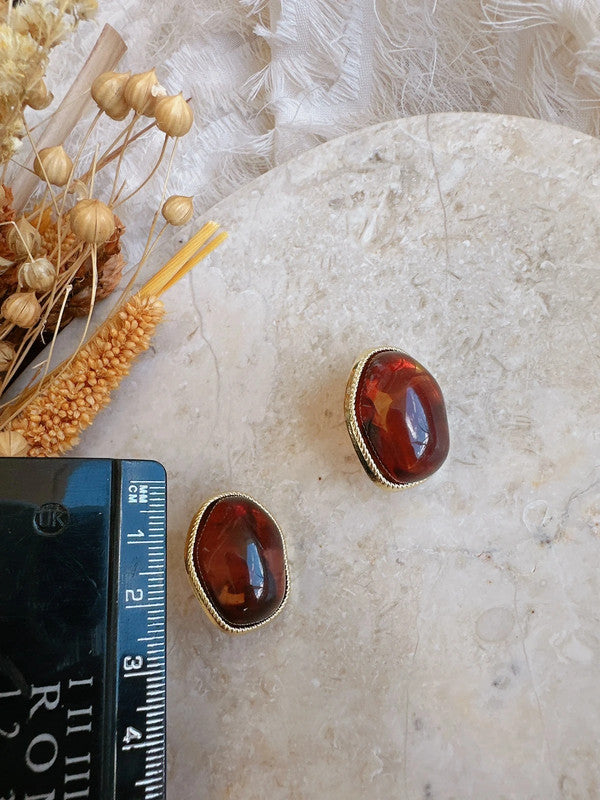 Soul Mate & 925 Silver post brown earrings