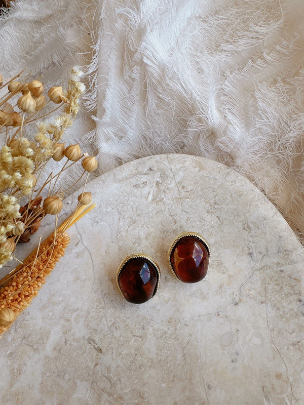 Soul Mate & 925 Silver post brown earrings