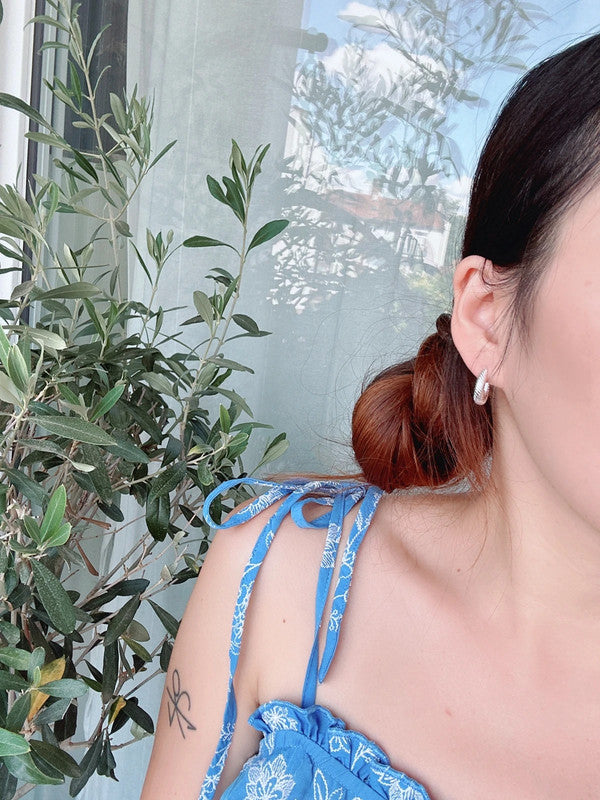 Soul Mate & 15mm 925 silver needles mini hoop earrings