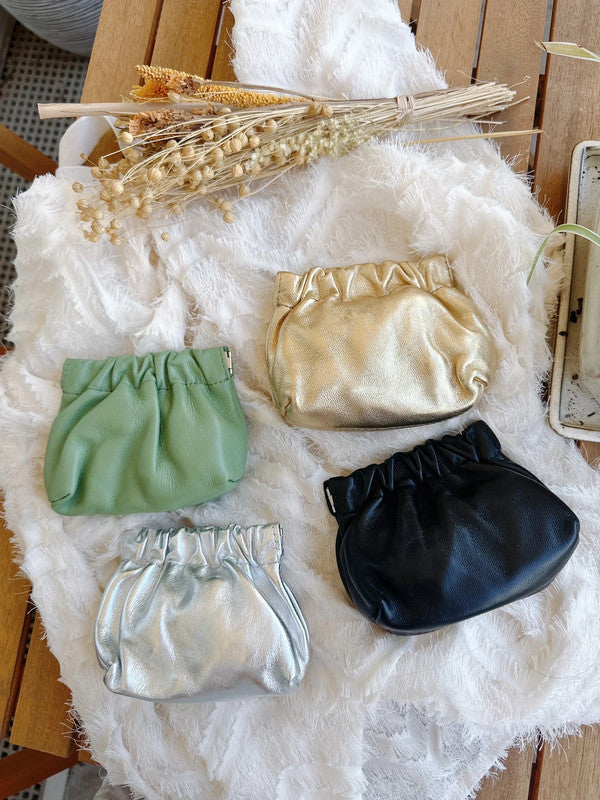 Soul Mate & Small coin purse with lamb leather (silver) (gold)
