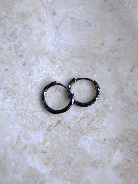 Unisex 925 sterling Silver star  “one earring” (Black)