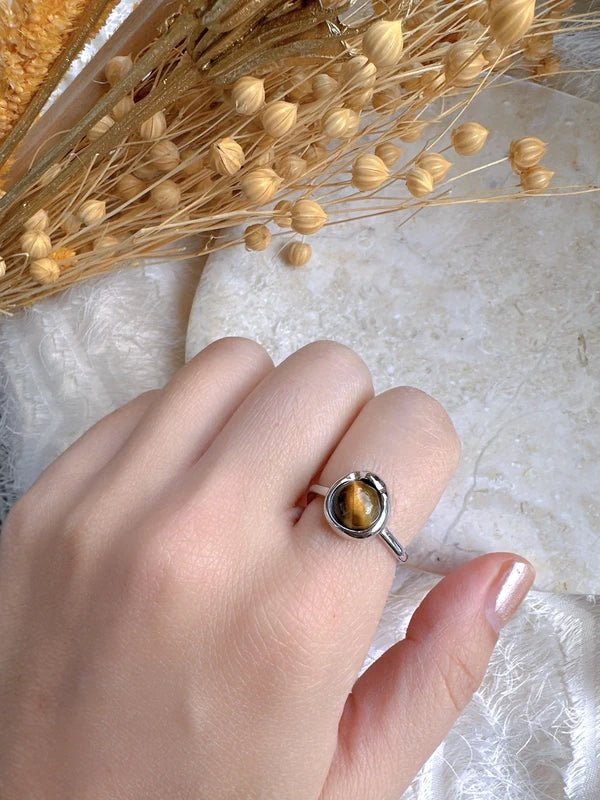Soul Mate  & Sterling silver adjustable brown stone ring