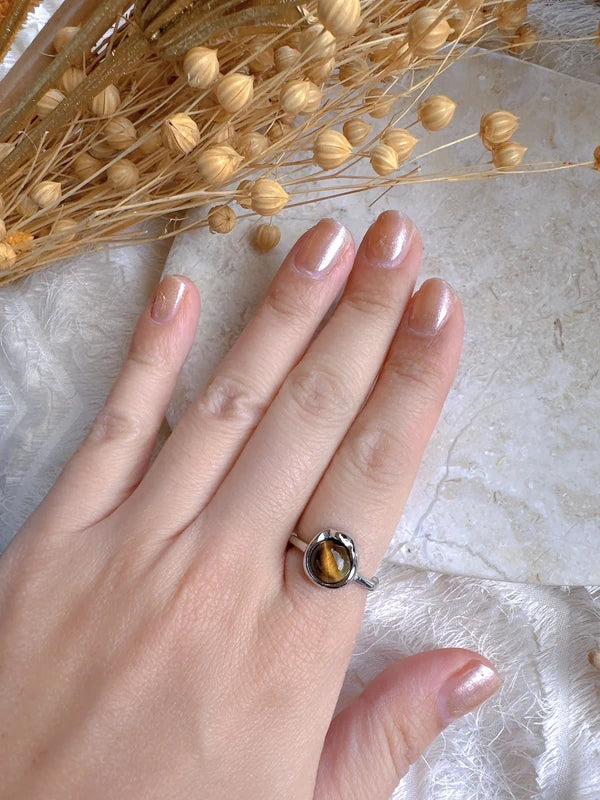 Soul Mate  & Sterling silver adjustable brown stone ring