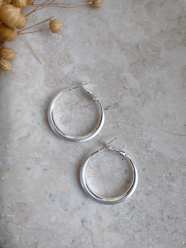 Soul Mate  3Q & 30mm 925 silver post hoop earrings