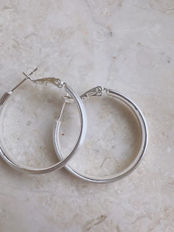 Soul Mate  30 & 30mm 925 silver post hoop earrings
