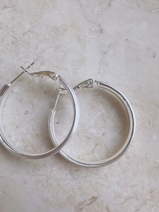 Soul Mate  30 & 30mm 925 silver post hoop earrings