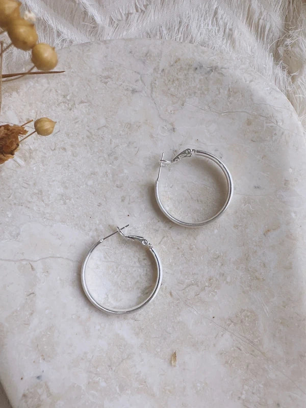 Soul Mate  30 & 30mm 925 silver post hoop earrings