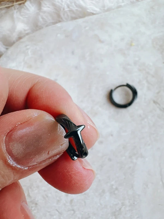 Unisex 925 sterling Silver star mini star “one earring” (Black)