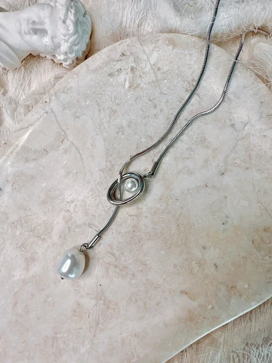 Soul Mate 179 & Stainless steel pearl long necklace