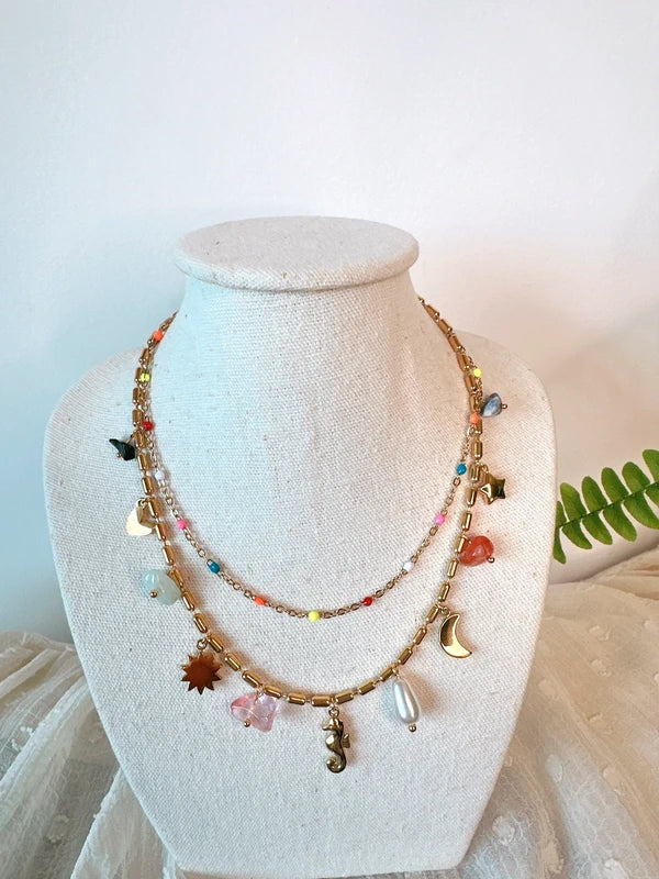 Soul Mate BB & Stainless steel double layer bohemian necklace