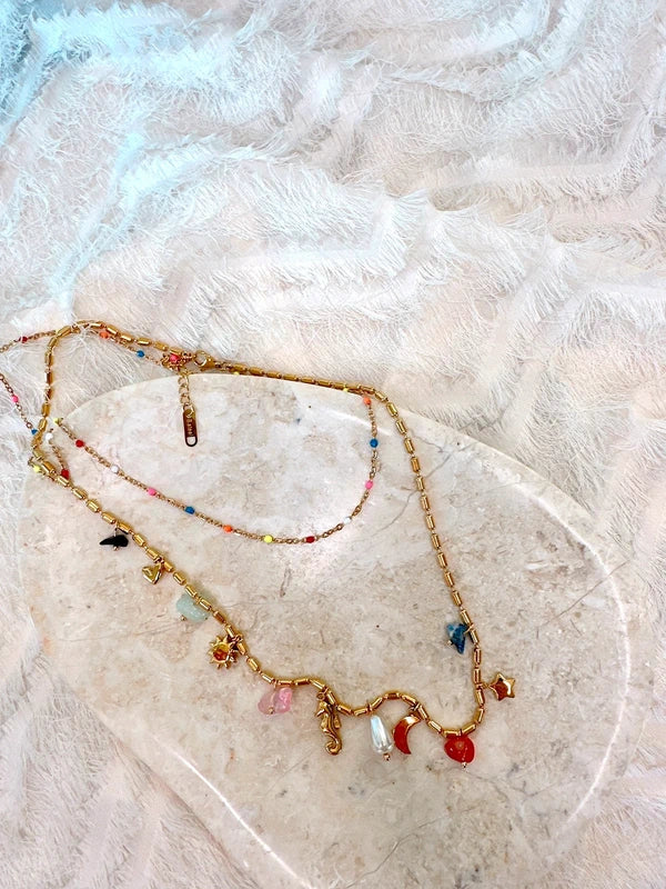 Soul Mate BB & Stainless steel double layer bohemian necklace
