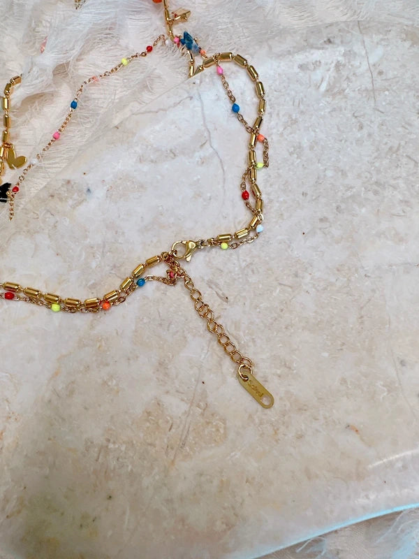 Soul Mate BB & Stainless steel double layer bohemian necklace
