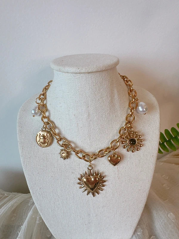 Soul Mate 644 & Stainless steel heart shaped bohemian style necklace