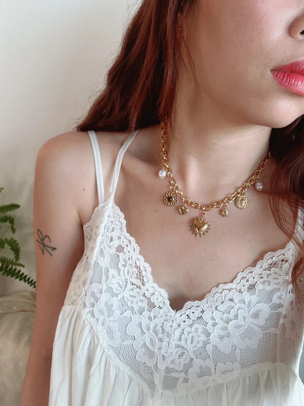 Soul Mate 644 & Stainless steel heart shaped bohemian style necklace