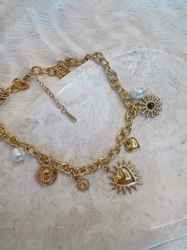 Soul Mate 644 & Stainless steel heart shaped bohemian style necklace