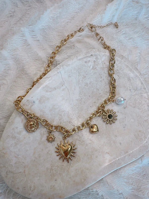 Soul Mate 644 & Stainless steel heart shaped bohemian style necklace
