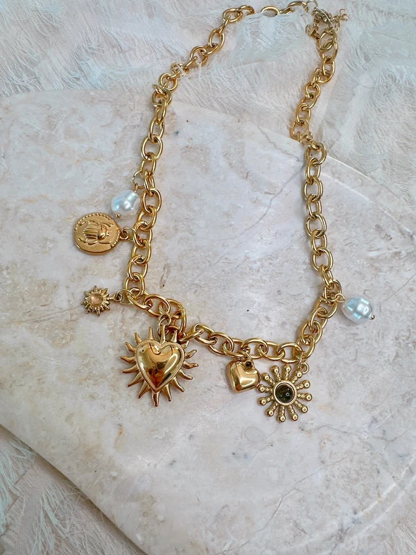 Soul Mate 644 & Stainless steel heart shaped bohemian style necklace