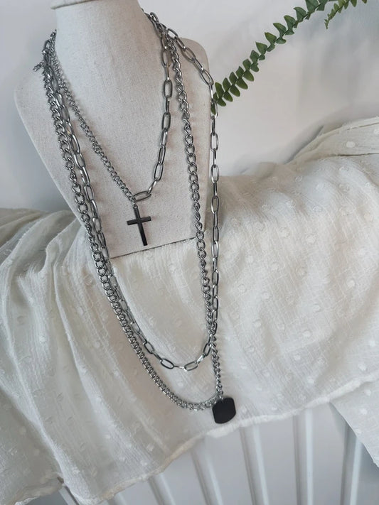 Set of stainless steel three necklaces