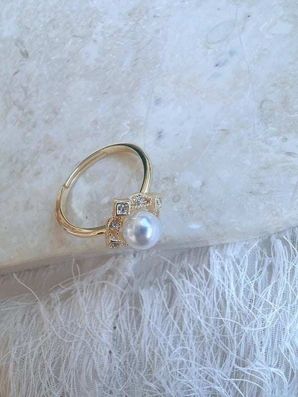 Soul Mate   & Water fresh Pearl rococo style adjustable ring