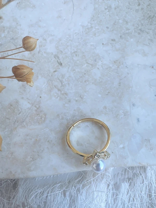 Soul Mate   & Water fresh Pearl rococo style adjustable ring