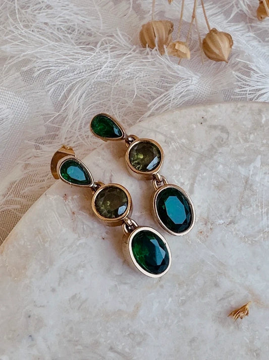 Soul Mate Green & Stainless steel green earrings