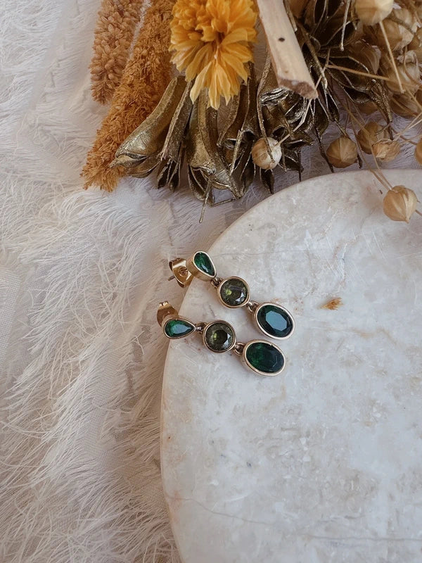 Soul Mate Green & Stainless steel green earrings