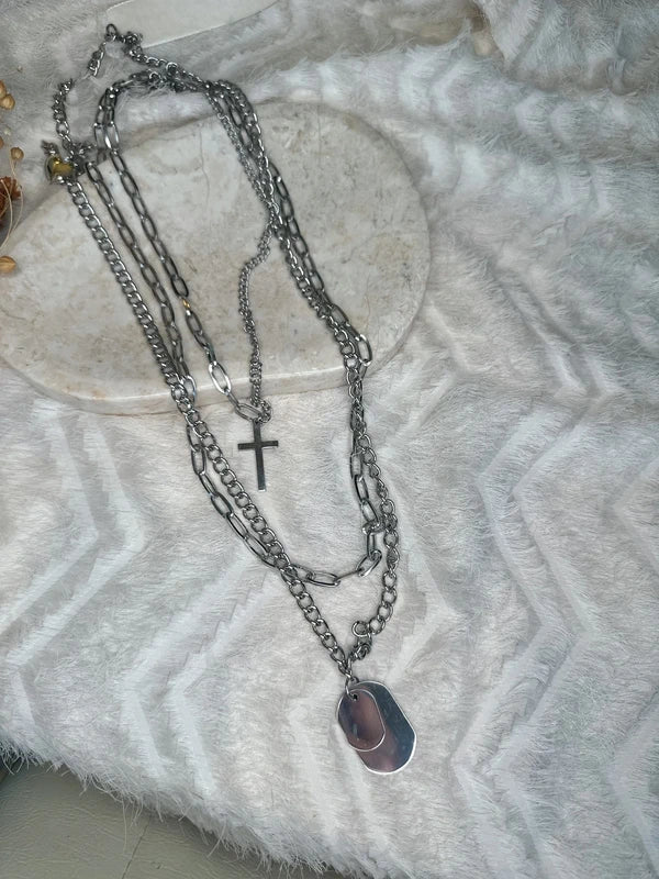 Set of stainless steel three necklaces