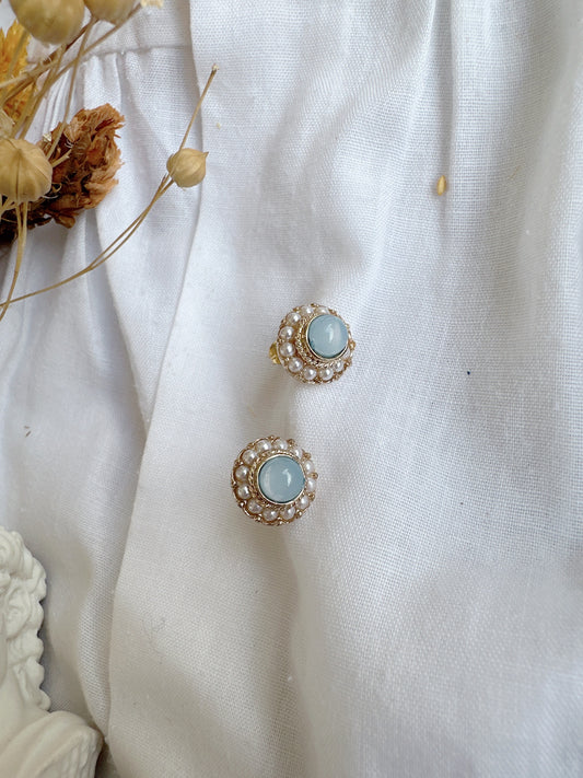 925 Silver post blue mini earrings