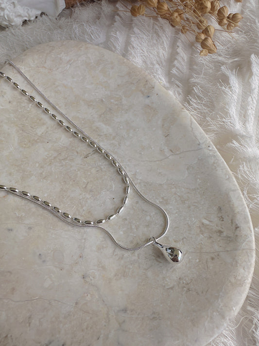 Double layer 925 sterling silver necklace