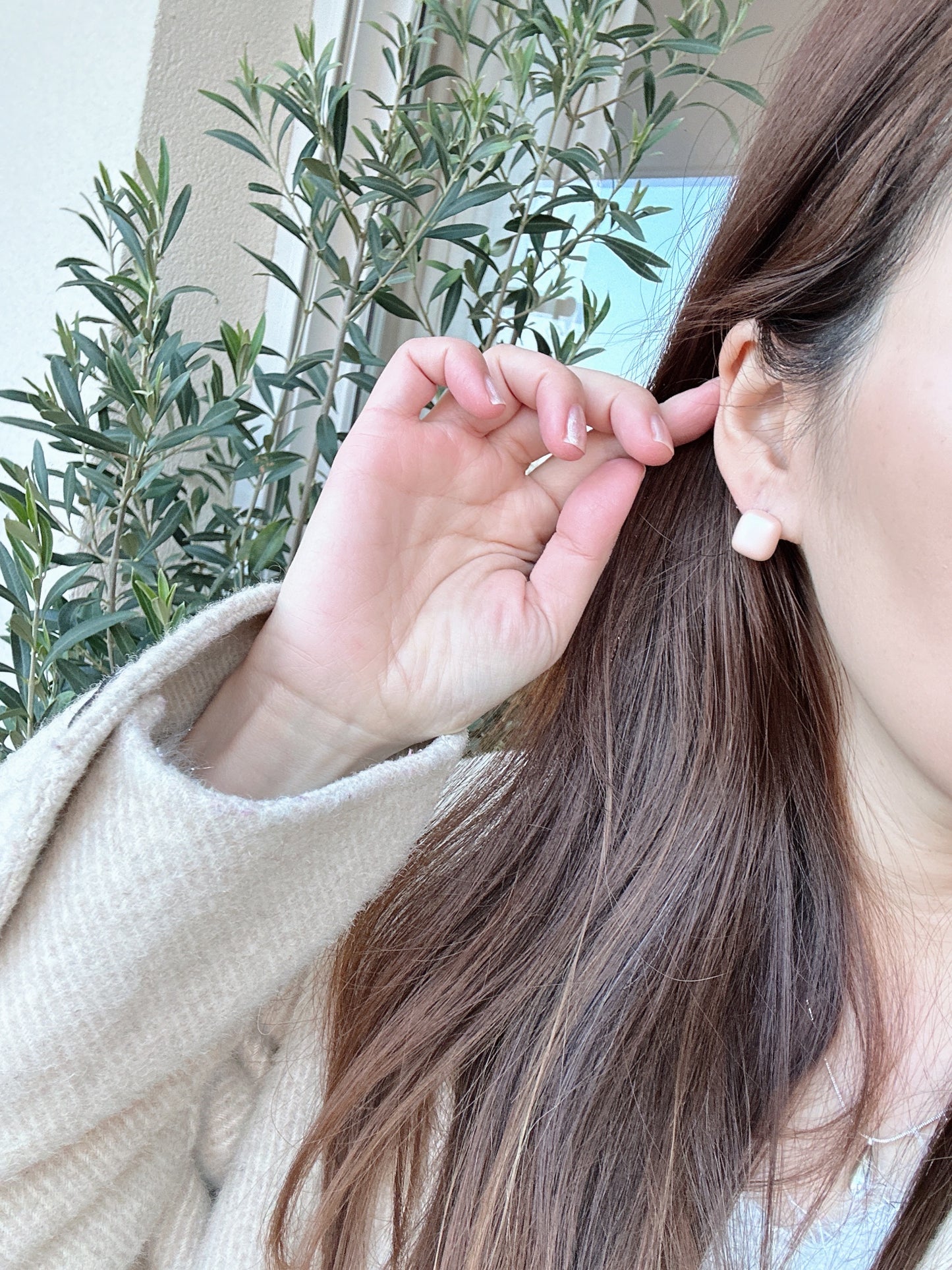 Soul Mate Q & Frosted Pink Gold Plated Stud Earrings