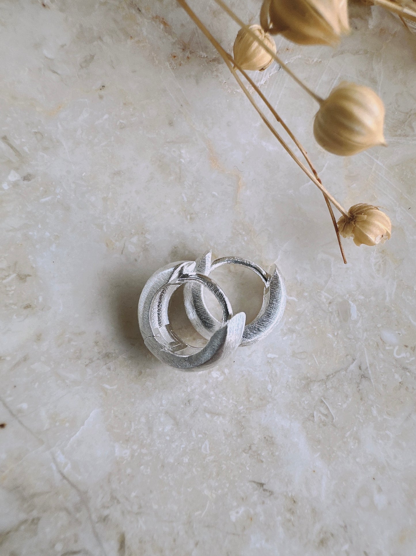 Soul Mate & Brushed Mini 925 Sterling Silver Small Hoop Earrings