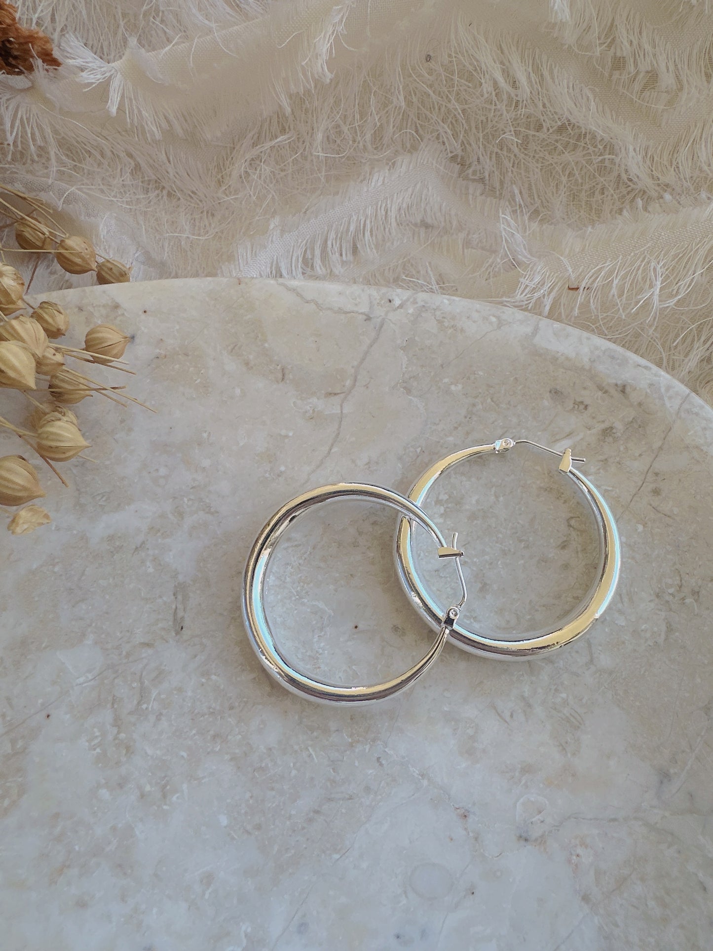 33mm 925 sterling silver hoop earrings