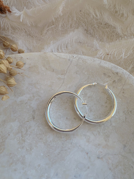 33mm 925 sterling silver hoop earrings
