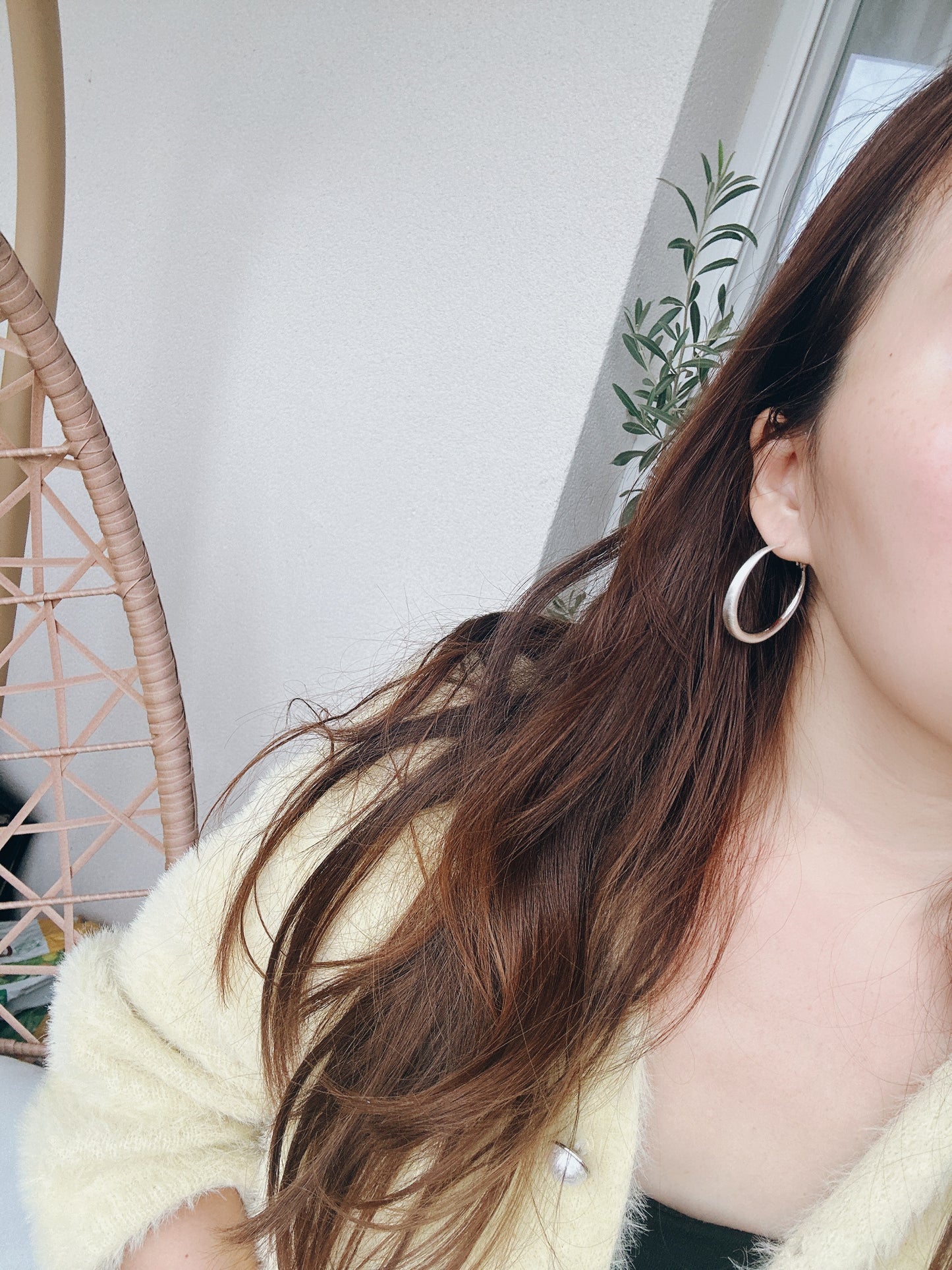 40mm 925 Silver post matte hoop earrings