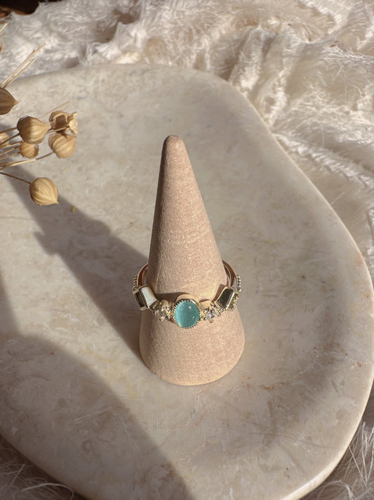 Soul Mate  & green 925 sterling silver adjustable ring