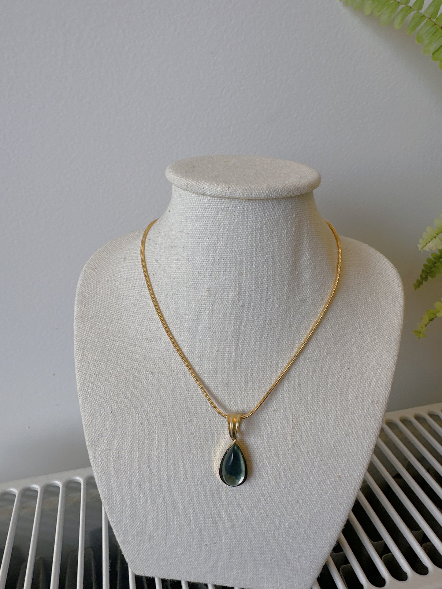 Stainless steel turquoise drop necklace