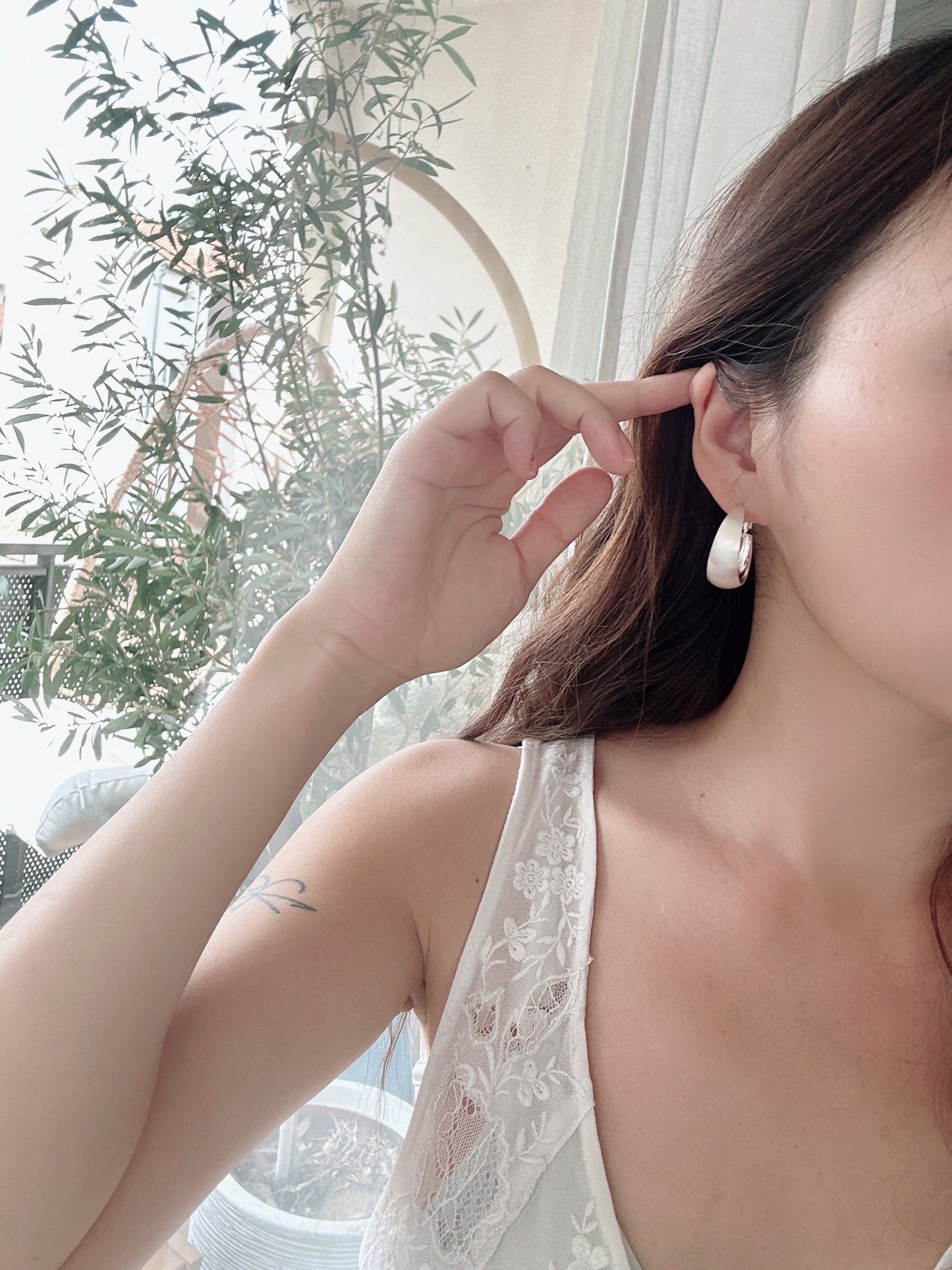 3 cm 925 silver posts classic hoop earrings