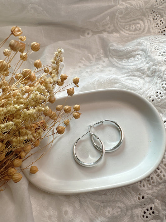 925 Silver post matte hoop earrings