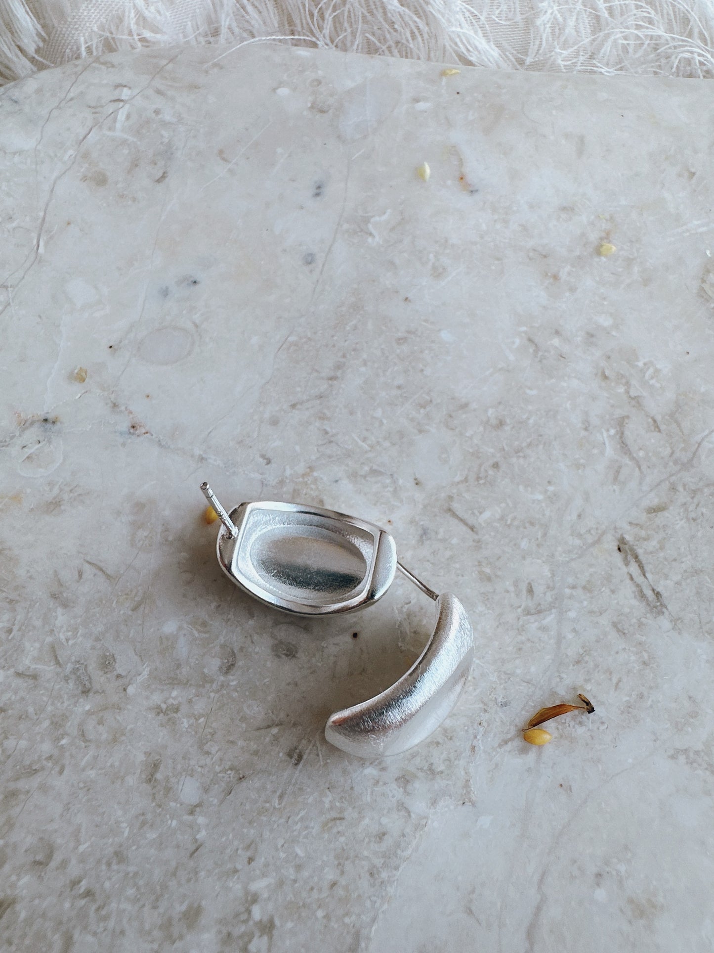 Soul Mate Q & 925 Silver post hoop earrings