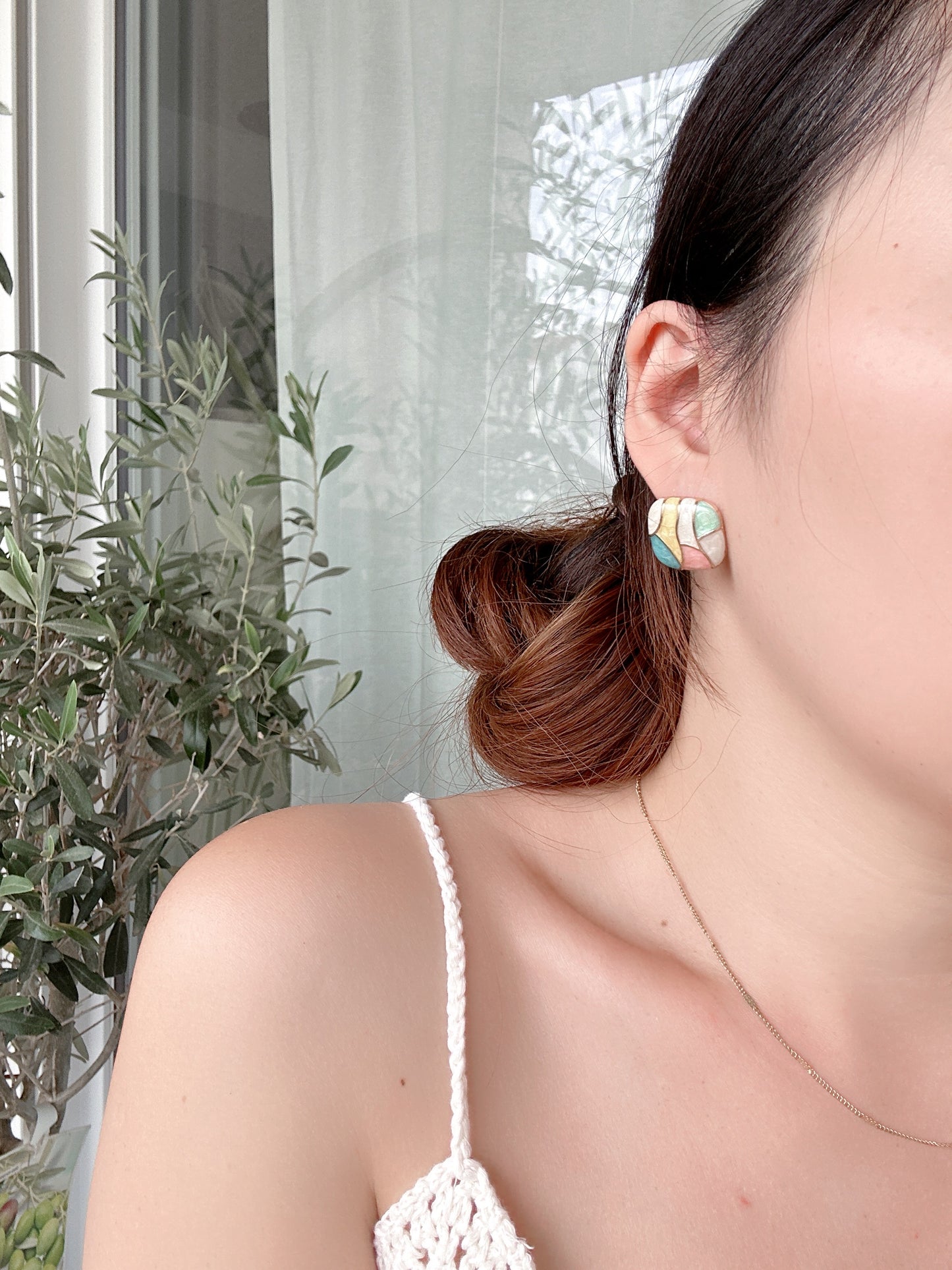 Soul Mate & enamel 925 silver post earrings