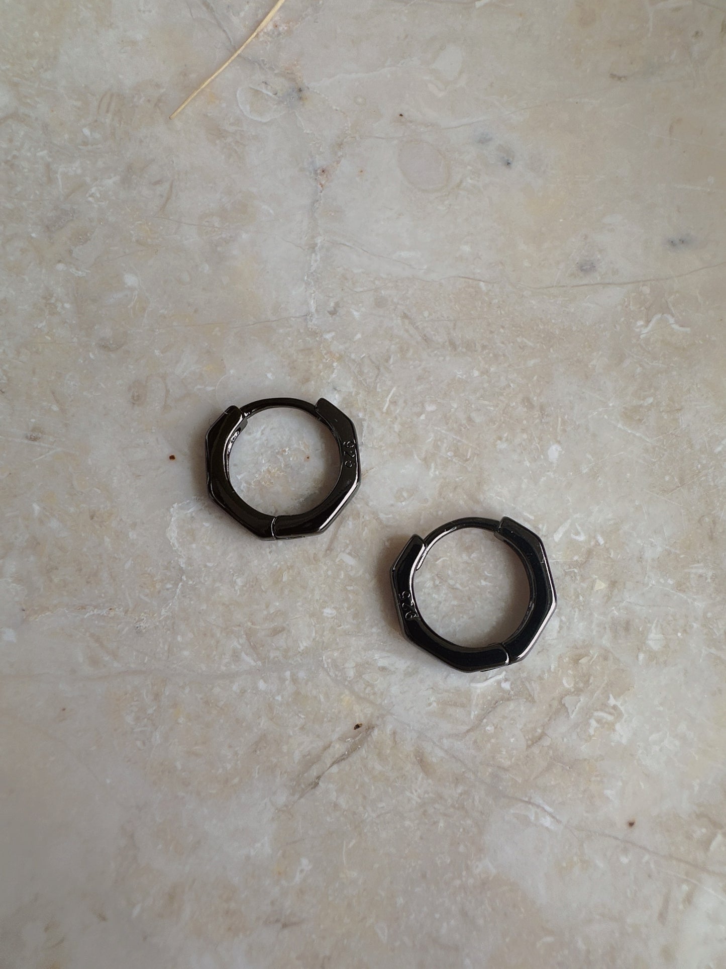 925 sterling silver black mini hoop earrings