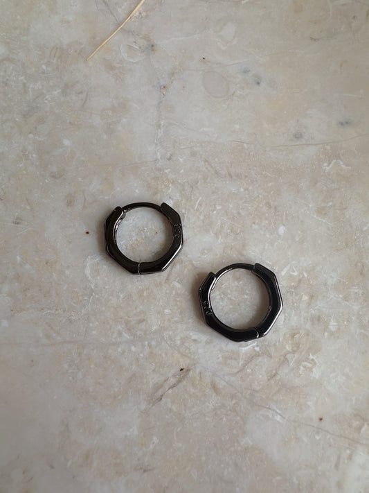 925 sterling silver black mini hoop earrings