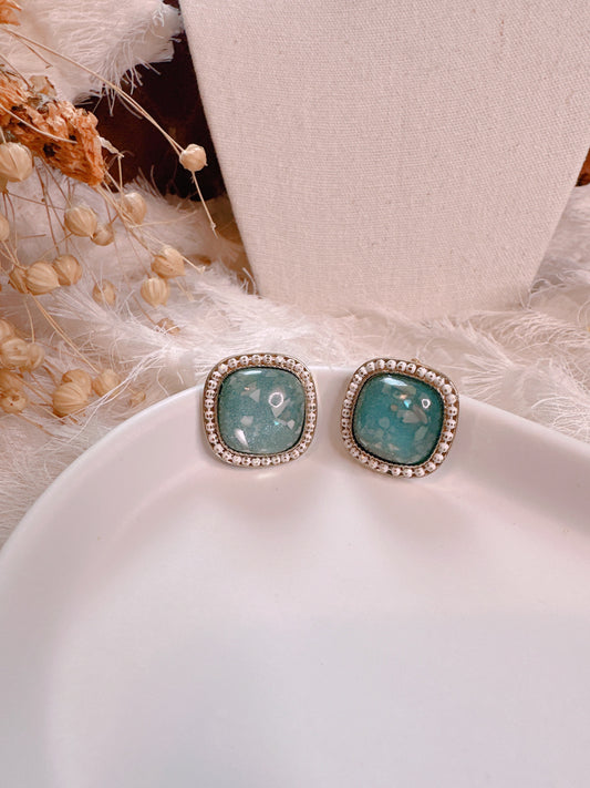 Soul Mate & 925 silver post light blue earrings