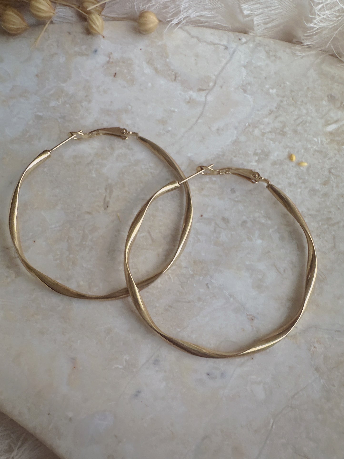 Soul Mate Ze & 50mm 18k Gold Plated Big Hoop Earrings