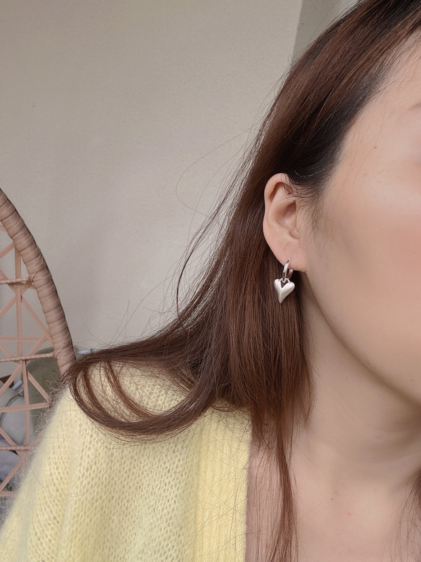 925 silver post heart drop earrings