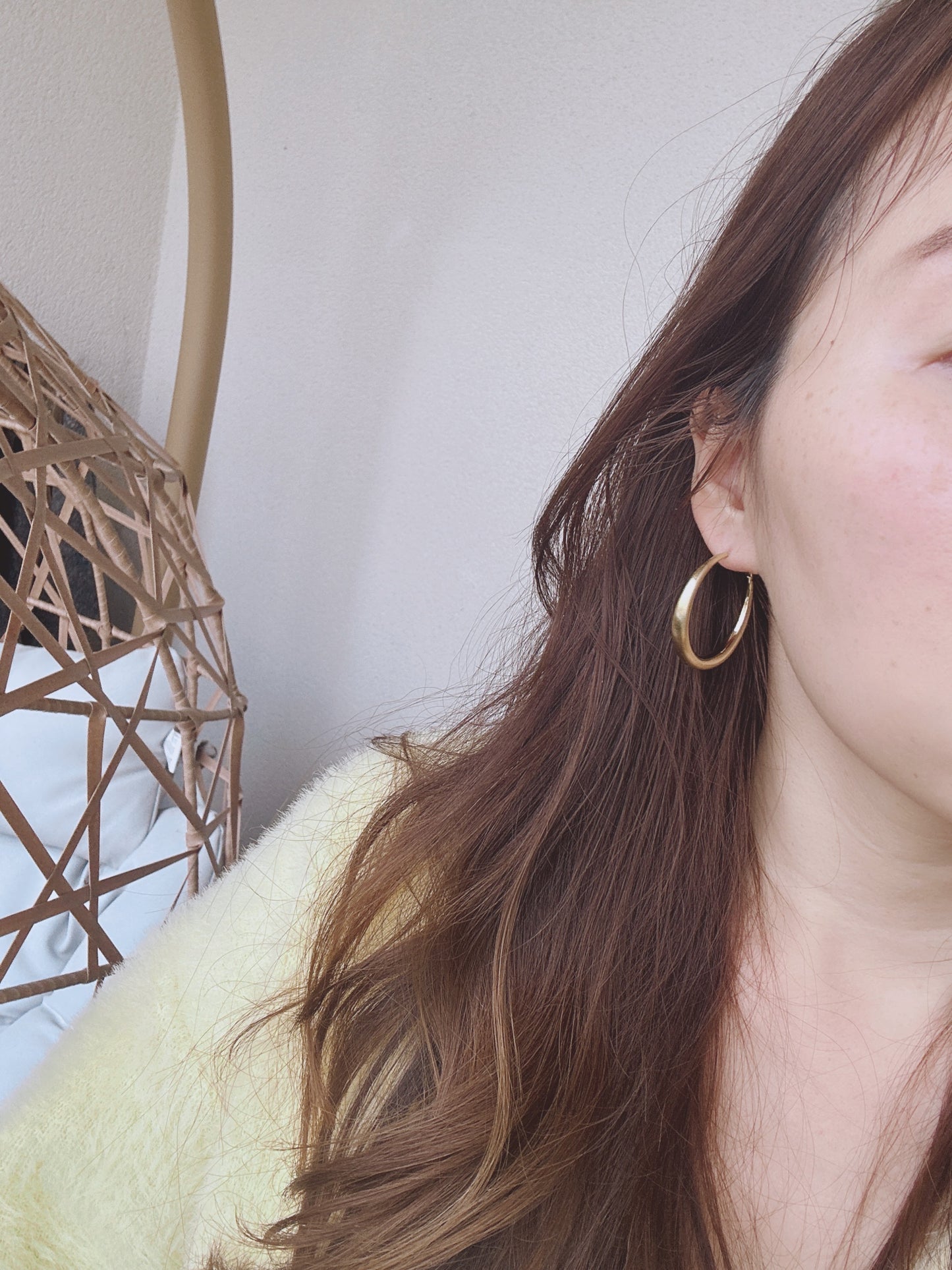 40mm 925 Silver post gold color hoop earrings