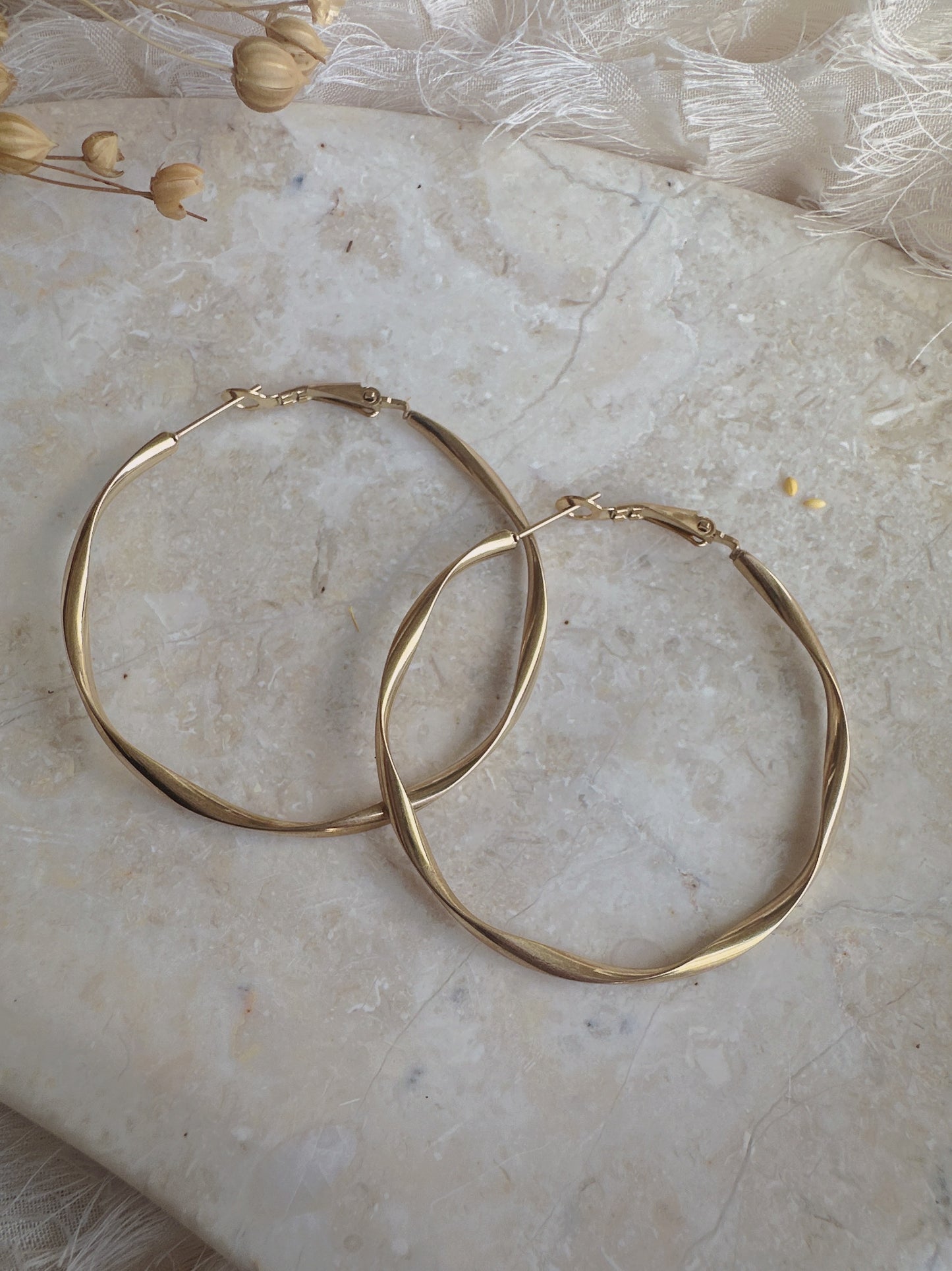 Soul Mate Ze & 50mm 18k Gold Plated Big Hoop Earrings