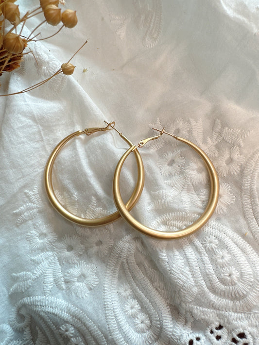925 Silver post 50mm big hoop matte earrings