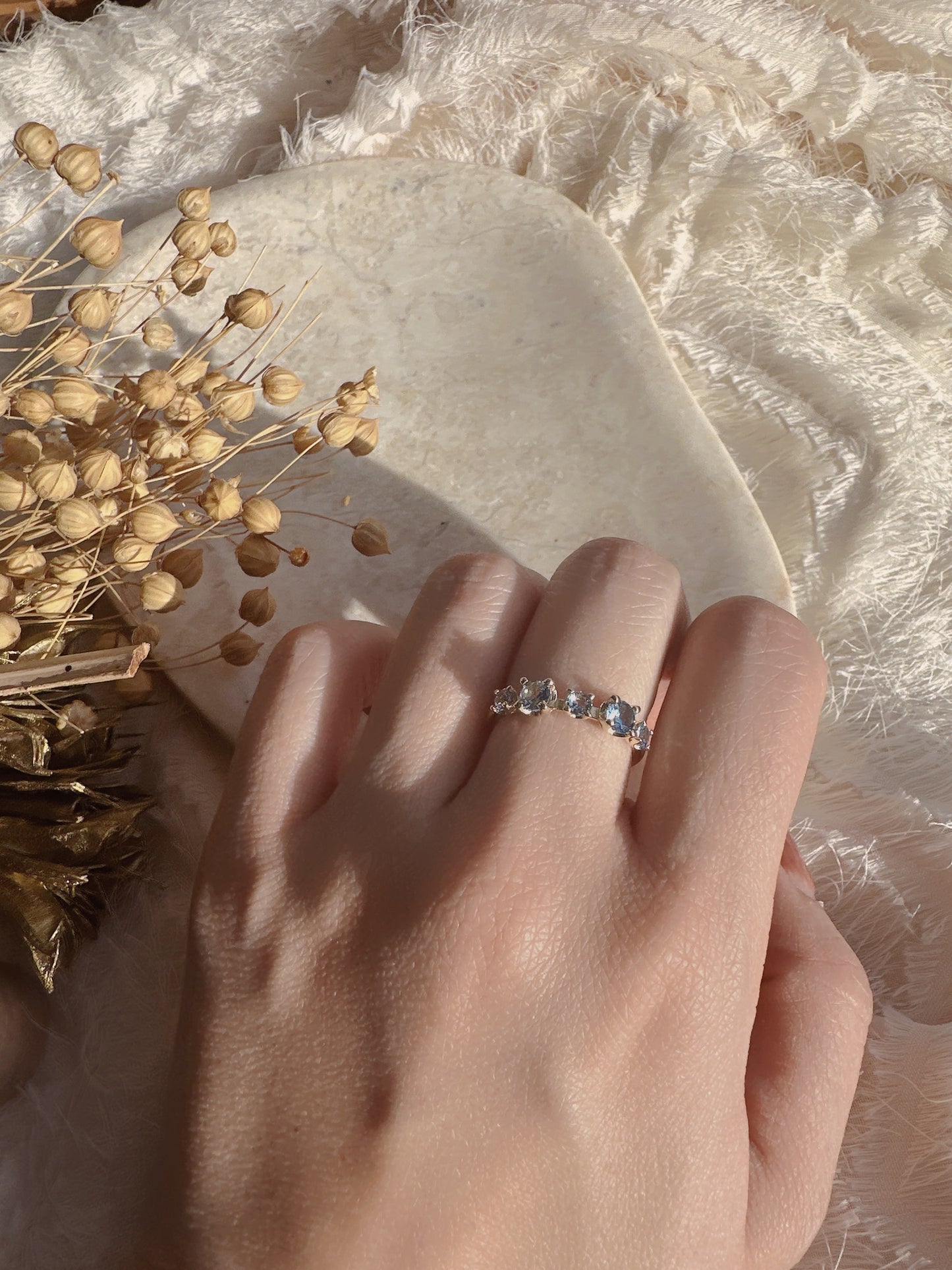 Soul Mate  & blue 925 sterling silver adjustable ring