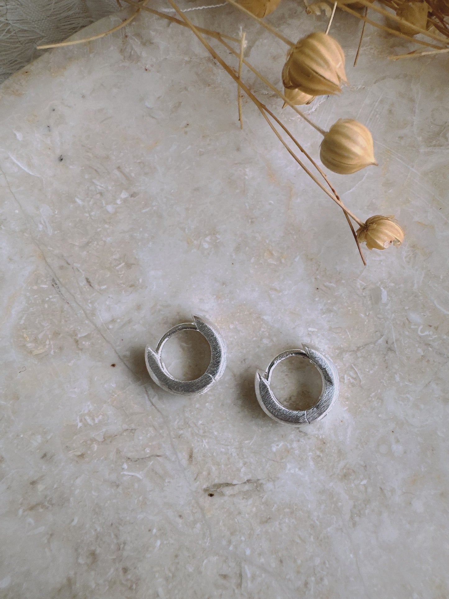 Soul Mate & Brushed Mini 925 Sterling Silver Small Hoop Earrings